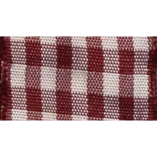 Vichy Gingham Plaid Ribbon - 3/8’’ x 22 yd / Burgundy