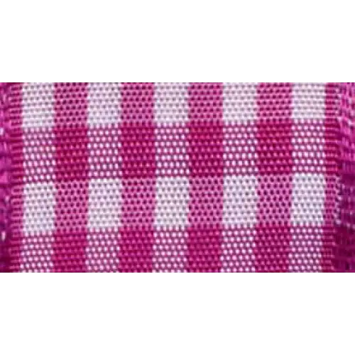 Vichy Gingham Plaid Ribbon - 3/8’’ x 22 yd / Dark Pink