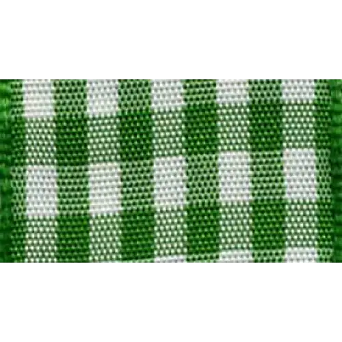 Vichy Gingham Plaid Ribbon - 3/8’’ x 22 yd / Emerald