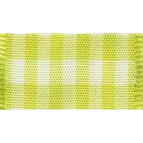 Vichy Gingham Plaid Ribbon - 3/8’’ x 22 yd / Lime