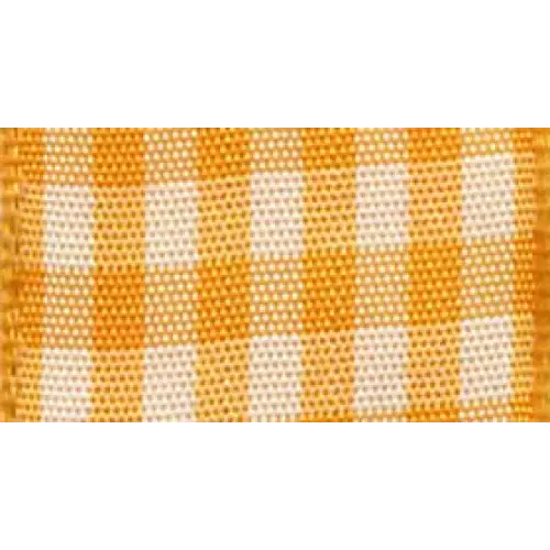 Vichy Gingham Plaid Ribbon - 3/8’’ x 22 yd / Orange