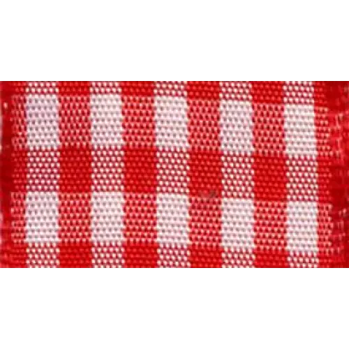 Vichy Gingham Plaid Ribbon - 3/8’’ x 22 yd / Red