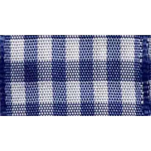 Vichy Gingham Plaid Ribbon - 3/8’’ x 22 yd / Royal Blue