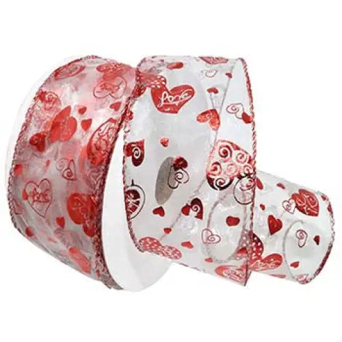 Wired Sheer Valentines Ribbon - Lovable - Single Roll