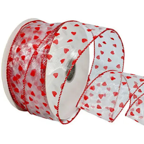 Wired Sheer Valentines Ribbon - Precious Hearts - Single