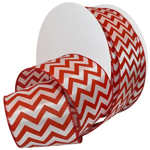 Wired Valentines Ribbon - Peppermint Chevron - Single Roll