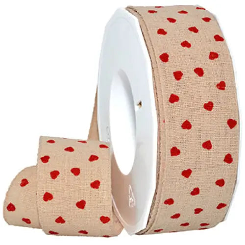 Woven Linen Valentines Ribbon - Valentin - Single Roll