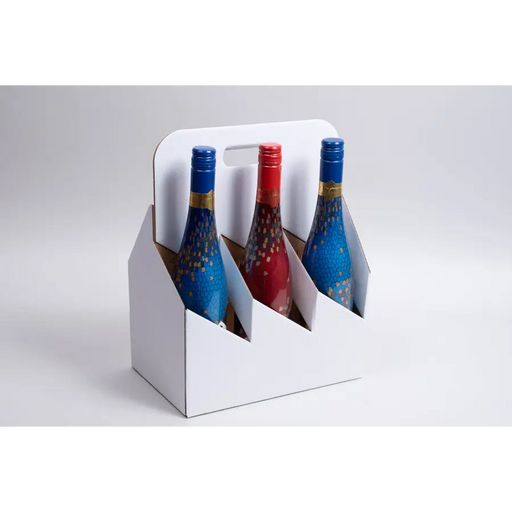 6 Bottle Wine Carrier - Open Style - White Kraft Finish - 