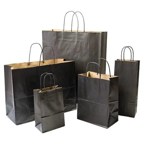 Black Kraft 1 Bottle Shopping Bags - Mac Paper Supply