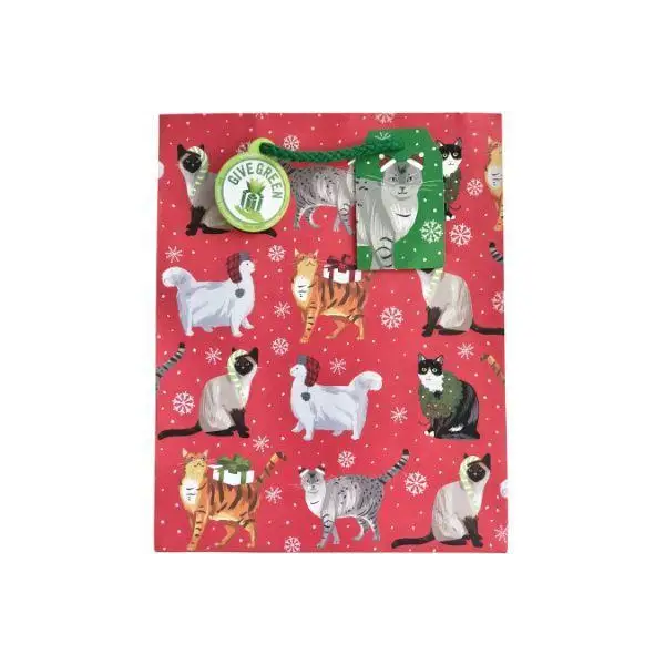 Euro Tote - Medium - Christmas Cats - Mac Paper Supply