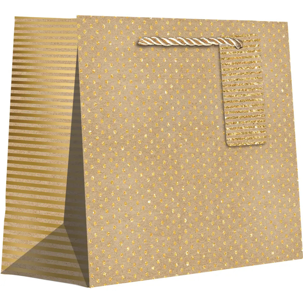 Euro Tote - Medium - Gold Dot and Stripe On kraft - 6 Count 