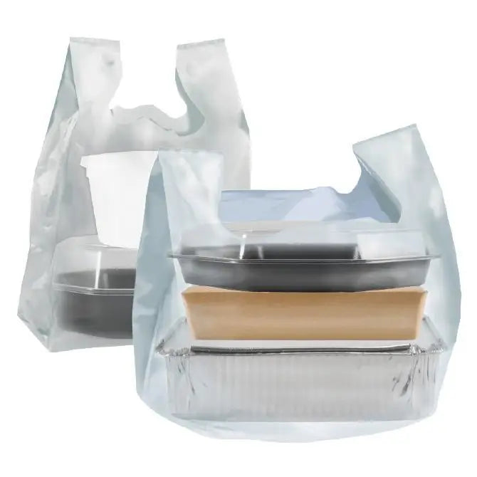Food Service T-Shirt Style Carry Out Bags - White - Mac Paper Supply