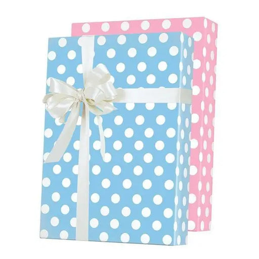 Gift Wrap - Baby Dots Blue/Pink Reversible - Mac Paper Supply
