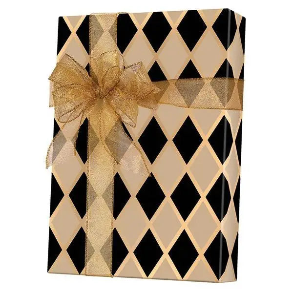 Gift Wrap - Black Diamonds/Kraft - Mac Paper Supply