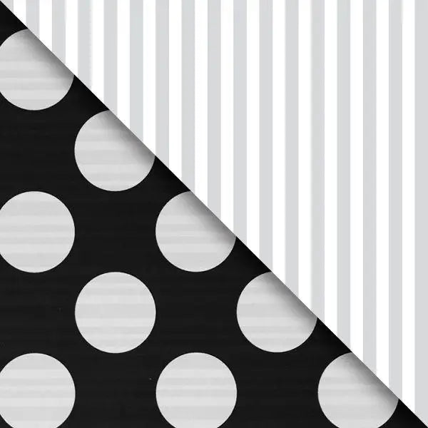 Gift Wrap - Black Dot & Silver Stripe Matte (Recycled Fiber) - Mac Paper Supply