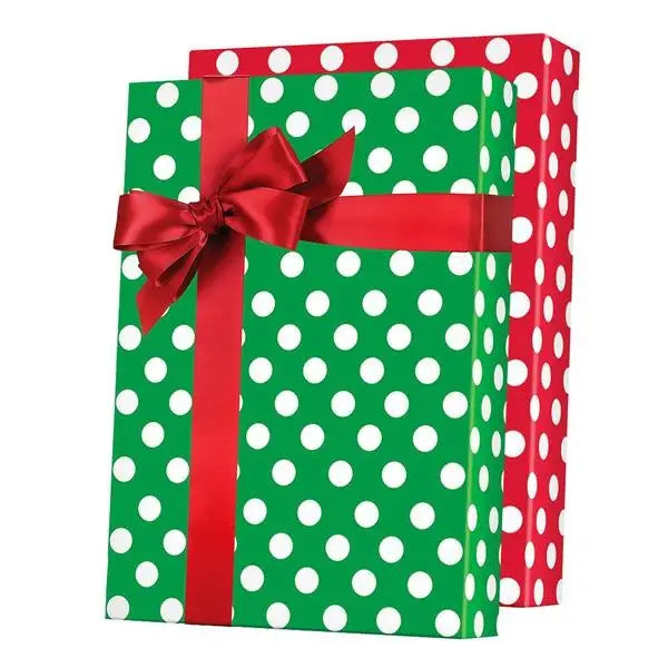 Gift Wrap - Christmas Polka Dot Reversible - Mac Paper Supply