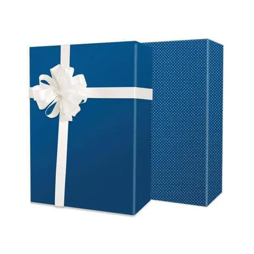 Gift Wrap - Classic Blue/Swiss Dots Reversible - Mac Paper Supply