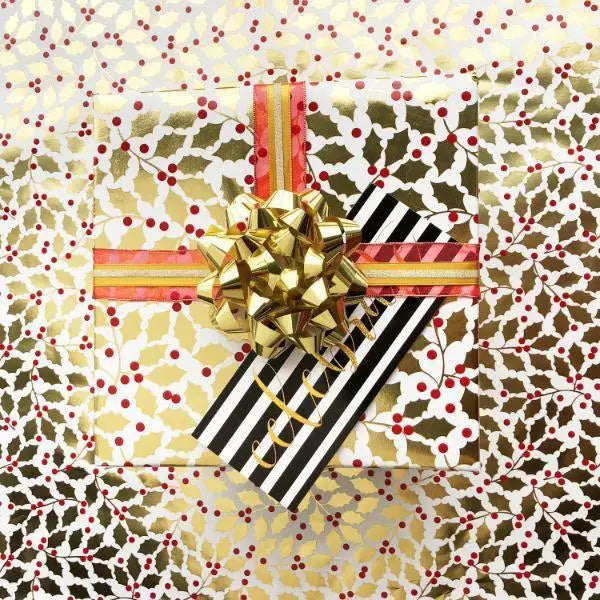 Gift Wrap - Elegant Holly (Gold Foil) - Mac Paper Supply