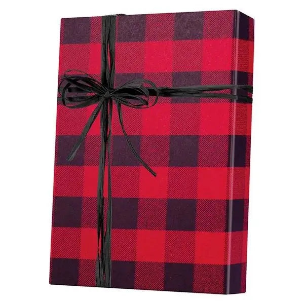 Christmas Plaid Kraft Gift Wrap, 24x417' Counter Roll