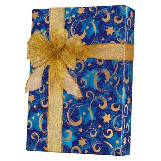 Gift Wrap - Gold Star Chanukah - Mac Paper Supply