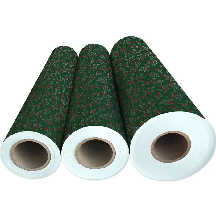 Gift Wrap - Holiday Floral Green (Recycled Fiber) - 