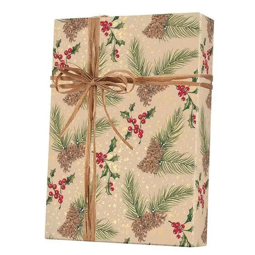 Gift Wrap - Pine On Kraft - Mac Paper Supply