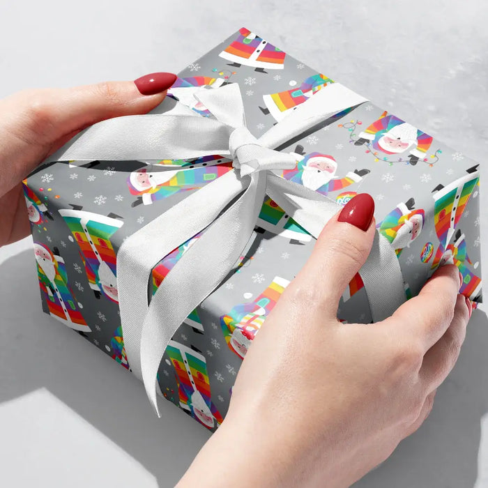 Gift Wrap - Rainbow santa (Recycled Fiber) - QR 24 x 208 ft.