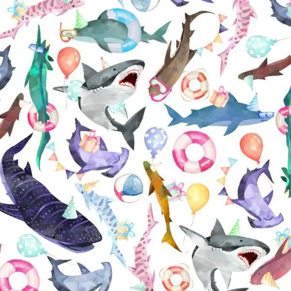 Gift Wrap - Shark Party (Recycled Fiber) - Mac Paper Supply