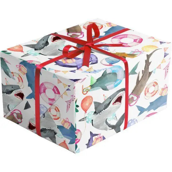 Gift Wrap - Shark Party (Recycled Fiber) - Mac Paper Supply