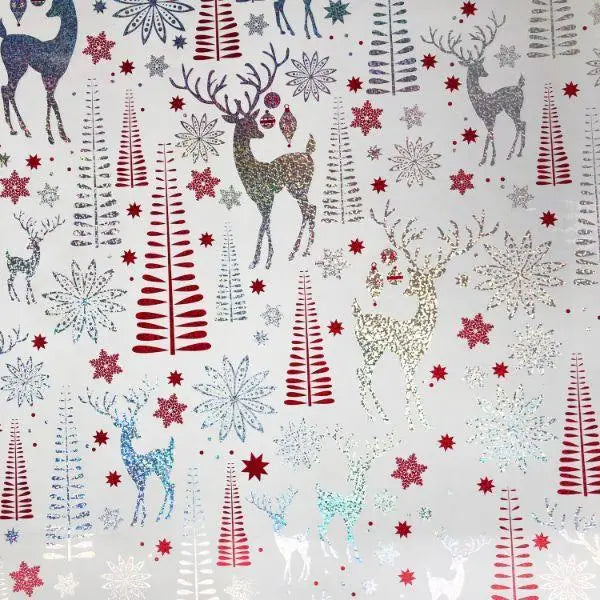 Gift Wrap - Sparkling Reindeer - Holographic - Mac Paper Supply