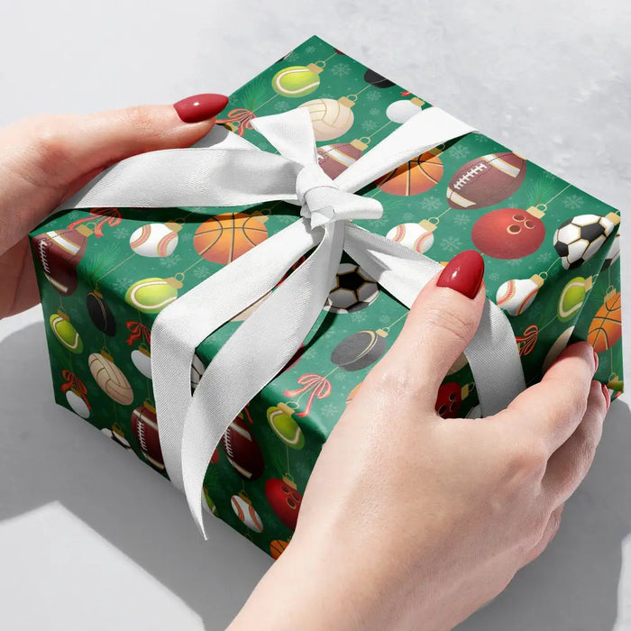Gift Wrap - Sports Ornaments (100% Recycled) - QR 24 x 208 