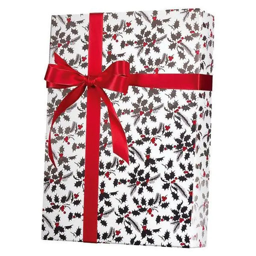 Gift Wrap - White Holly (Metallized) - Mac Paper Supply