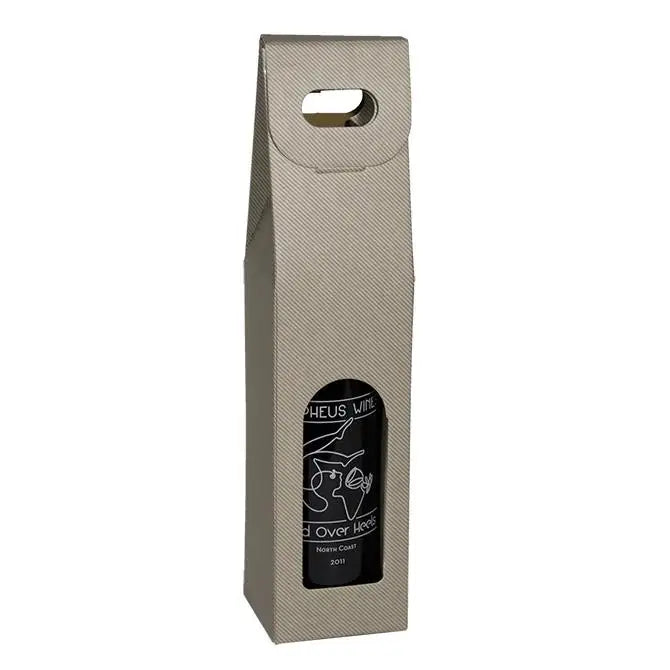 Grigio  - 1 Bottle Carrier - Gray Groove 3-1/2 x 3-1/2 x 15   50/cs - Mac Paper Supply