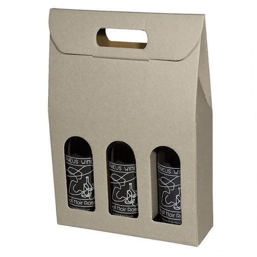 Grigio - 3 Bottle Carrier - Gray Groove 10-5/8 x 3-1/2 x 15     30/cs - Mac Paper Supply