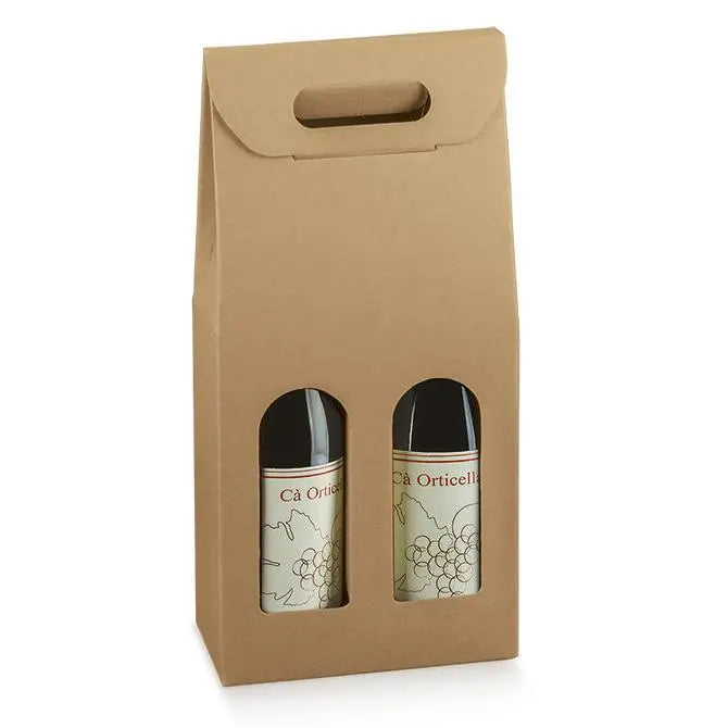 Macpaper.com - Natural Kraft - 2 Bottle Carrier - Smooth — Mac Paper Supply