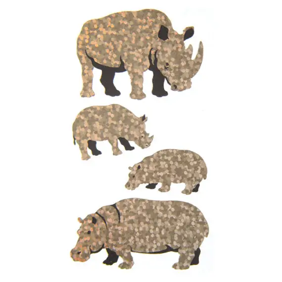 Prismatic Stickers - Animals - Rhino / Hippo & Babies - 