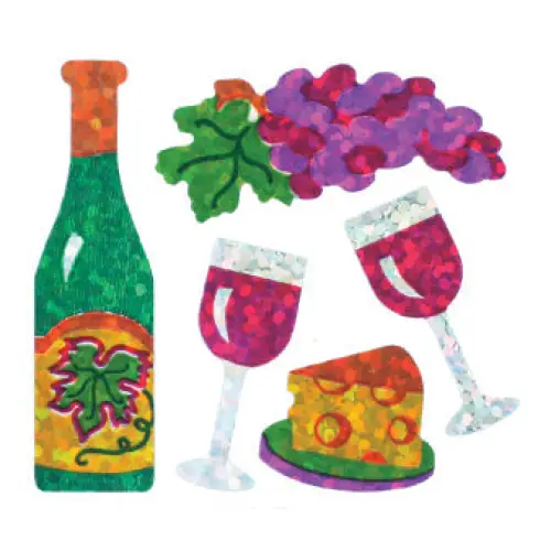 Prismatic Stickers - Just For Fun - Wine / Glasses / Grapes 