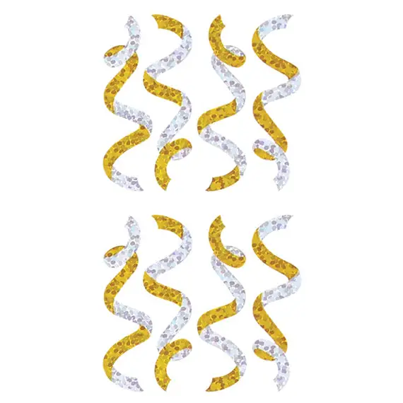 Prismatic Stickers - Party - Mini Streamers / Gold & Silver 