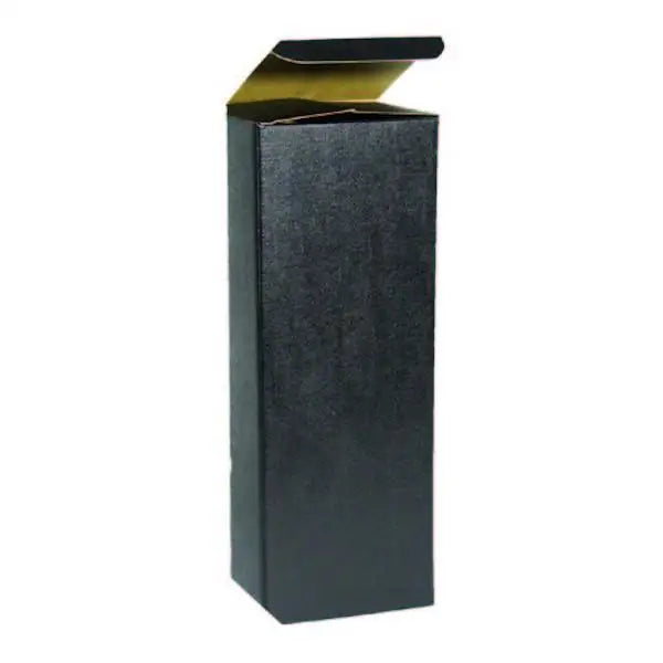 Seta Nero - Magnum Bottle Box - Black Linen Embossed 4-1/2 x 4-1/2 x 16-3/4    20/ctn - Mac Paper Supply