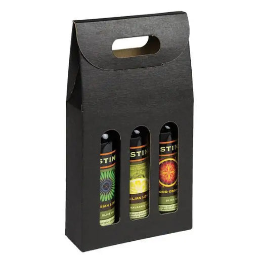 Nero Tall (200 ml) 3 Bottle Olive Oil Carrier - 6-5/8 x 2-1/8 x 12   50/cs - Mac Paper Supply