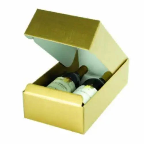 Seta Oro - 2 Bottle Box - Matte Gold Embossed 7-1/4 x 3-1/2 x 13-3/8    30/ctn - Mac Paper Supply