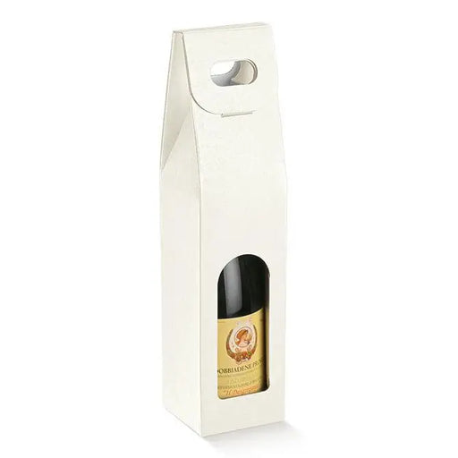Sfere Bianco - 1 Bottle Carrier - White Embossed Bubbles 3-1/2 x 3-1/2 x 15     50/cs - Mac Paper Supply