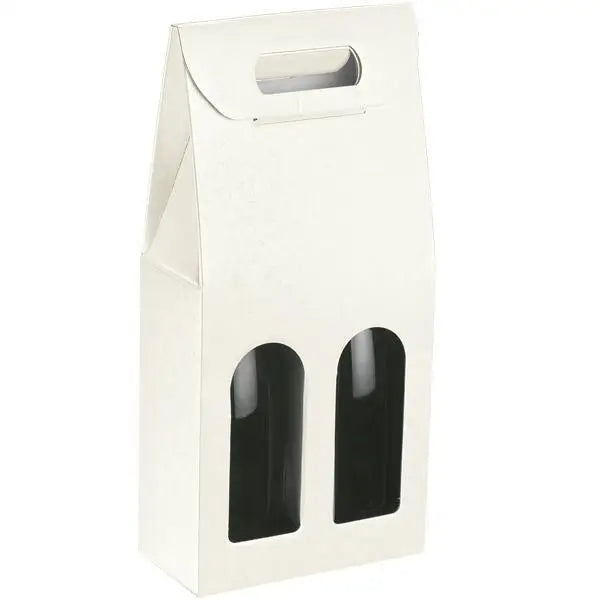 Sfere Bianco - 2 bottle carrier -  White Embossed Bubbles 7 x 3-1/2 x 15    30/cs - Mac Paper Supply